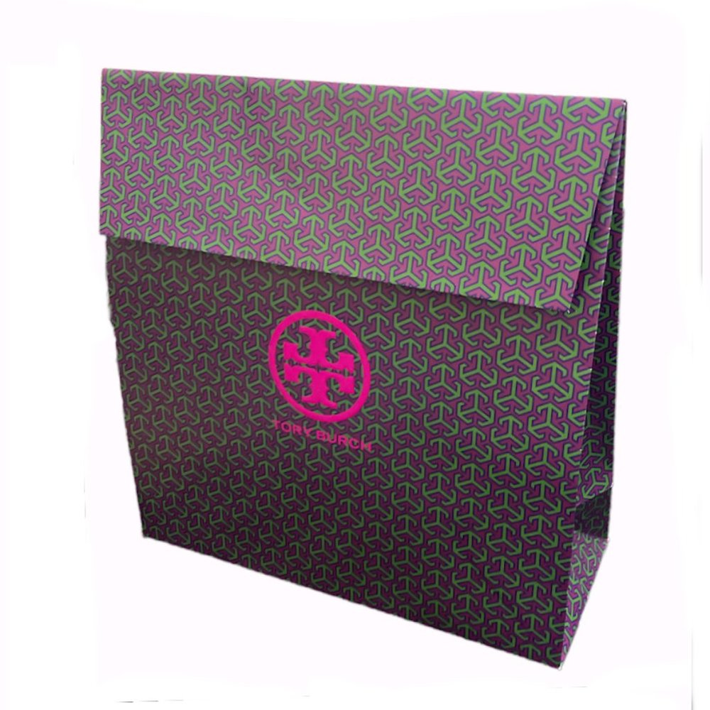 NEW Tory Burch Large 16" x 16" x 6"Arrow Logo Gift Box - Purple/ Pink/ Green